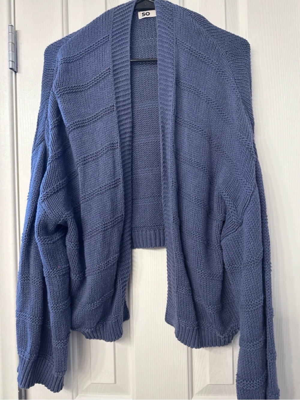 SO Women's Dusty Blue Open-Front Knit Cardigan